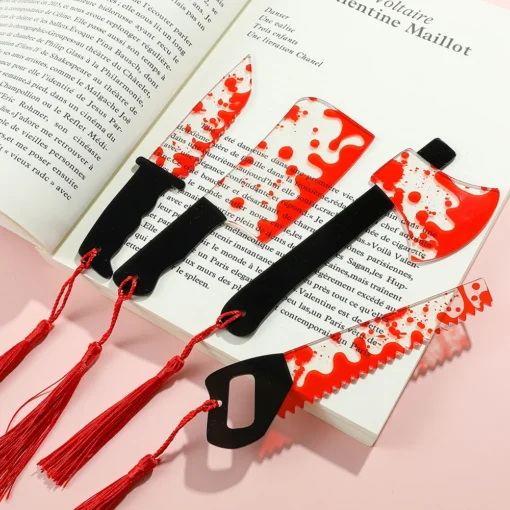 Marque-page Horreur - Hachette, Couteau, Machette, Scie